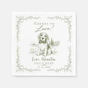 Custom Beagle rustic Wedding saga green Bow Tie Napkin