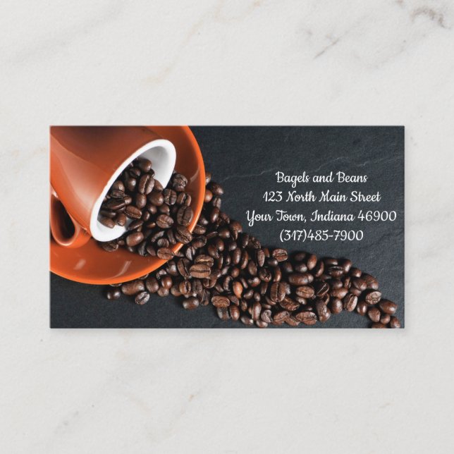 Custom Beans & Cup Coffee Chop Loyalty Punch Business Card (Front)