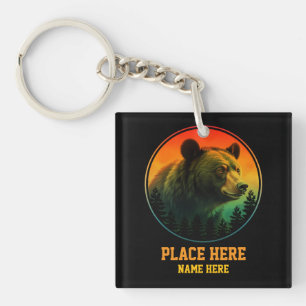 Custom bear animal place country souvenir  keychain