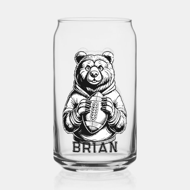 Custom Bear Football Glassware Can Glass (Front)