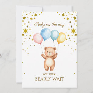 Custom Bear holding balloons Invitation
