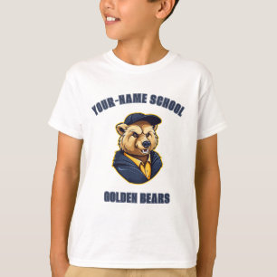 CUSTOM Bear Mascot   Blue & Gold - School College T-Shirt