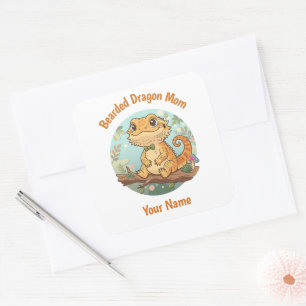 Custom Bearded Dragon Mom Square Stickers