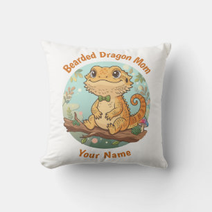 Custom Bearded Dragon Mom Throw Pillow
