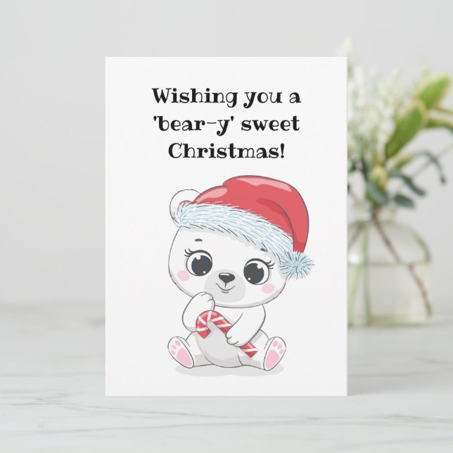 Custom Beary First Christmas QR Code Greeting Card (Standing Front)