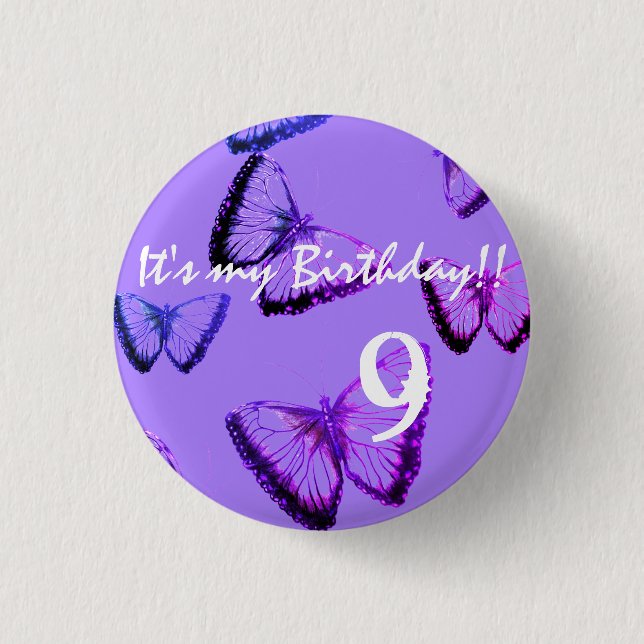 Custom Beautiful Butterfly It's my birthday 3 Cm R 1 Inch Round Button (Front)