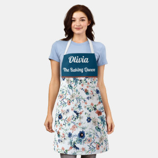 Custom beautiful flowers watercolor pattern apron