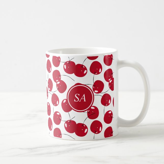 Custom Beautiful Fresh Red Cherry Pattern  Coffee Mug (Right)