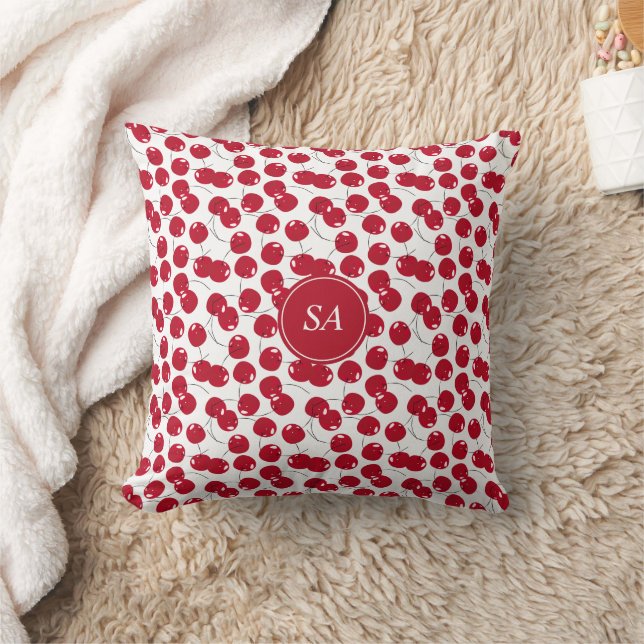 Custom Beautiful Fresh Red Cherry Pattern Throw Pillow (Blanket)