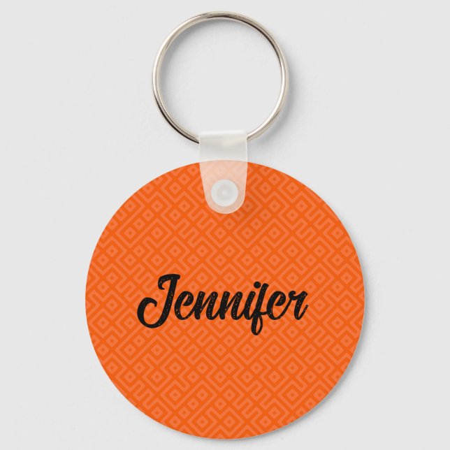 CUSTOM Beautiful Orange Geometric Endless Pattern Keychain (Front)