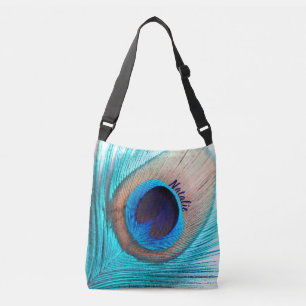 Custom Beautiful Peacock Feather with Name    Crossbody Bag