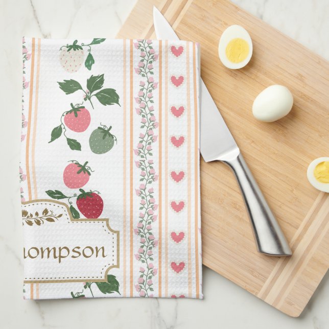 Custom beautiful retro pattern botanical mama kitchen towel (Quarter Fold)