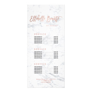 Custom beauty faux gold marble price list rack card