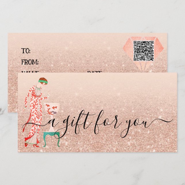Custom Beauty Small Business Voucher QR Gift Card  (Front/Back)