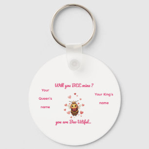Custom bee Valentine 's Keychain