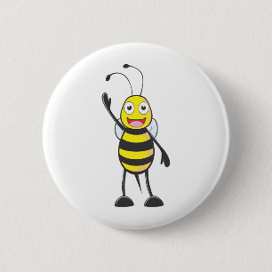 Custom Bee Waving His Hand 2 Inch Round Button