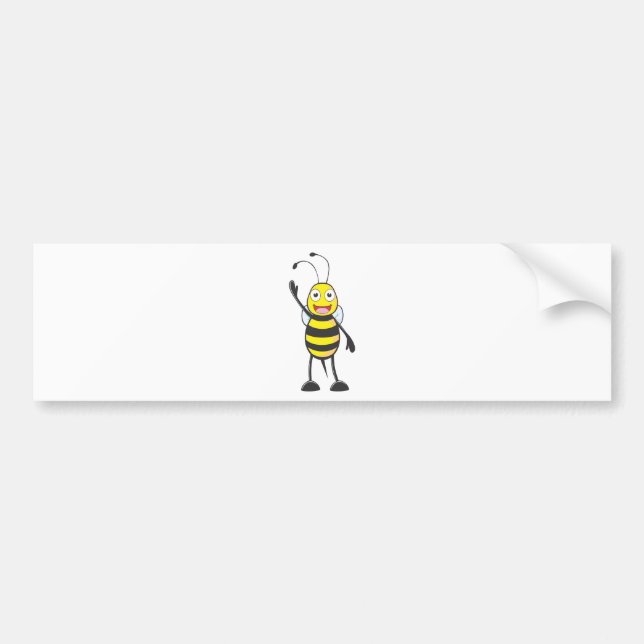 Custom Bee Waving His Hand Bumper Sticker (Front)