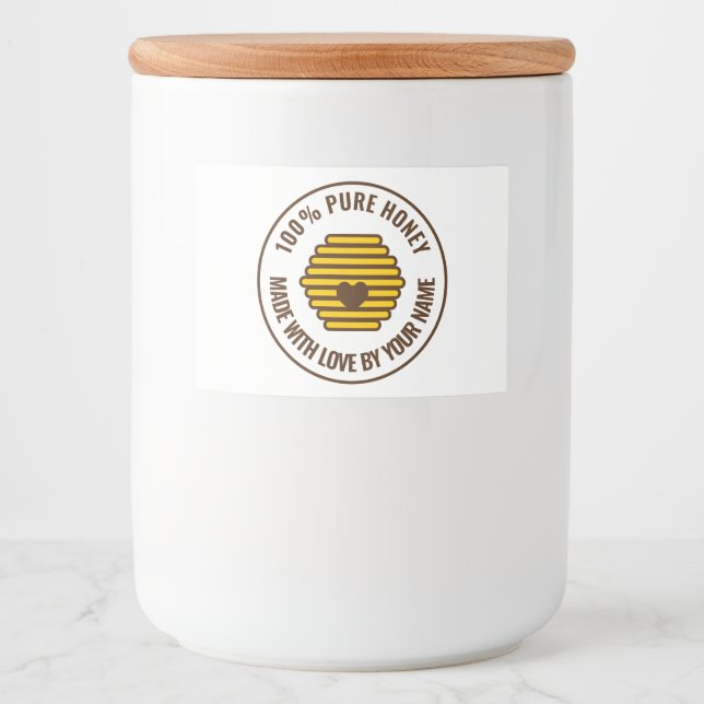 Custom beehive business logo honey jar labels (Front)