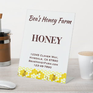 Custom Bees Honey Farm Display Pedestal Sign