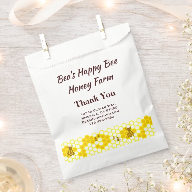 Custom Bees Honey Farm Honeycomb Favour Bag (Clipped)