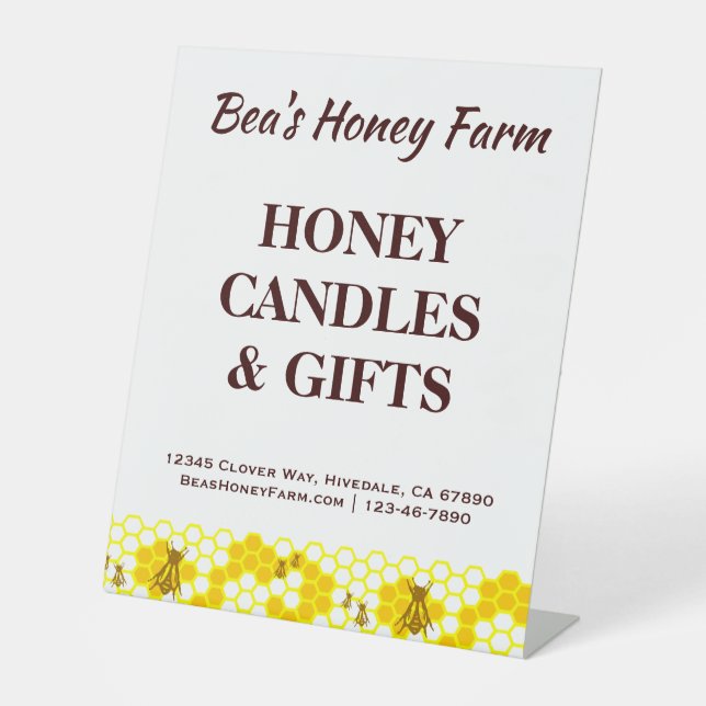 Custom Bees Honey Farm Pedestal Sign (Front)