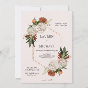 Custom Beige Autumn Zest Flower Wedding Invitation