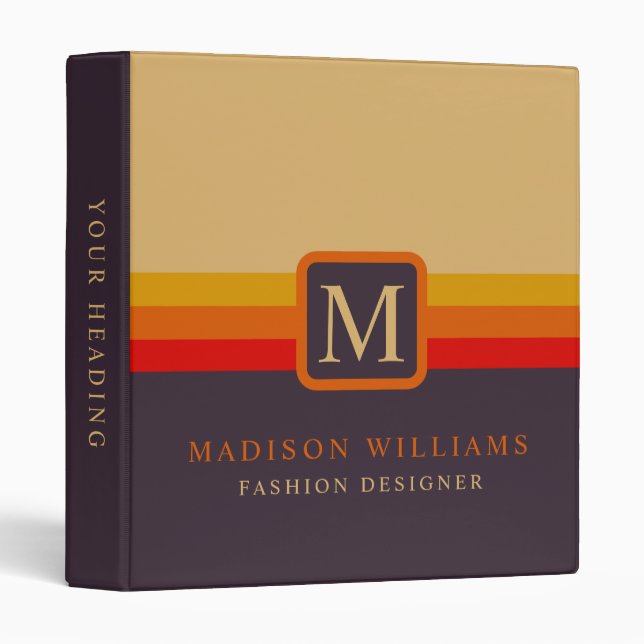 Custom Beige Brown Red Black Colour Block Binder (Front/Spine)
