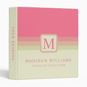 Custom Beige Pale Yellow Hot Pink Color Block Binder