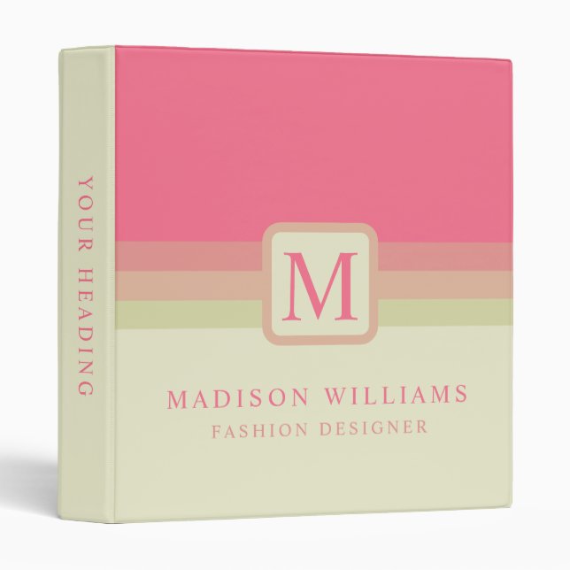 Custom Beige Pale Yellow Hot Pink Colour Block Binder (Front/Spine)