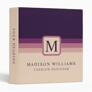 Custom Beige Pink Violet Purple Color Block Binder