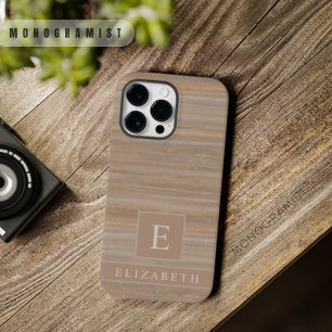 Custom Beige Tan Grey Brown Marble Stripes  iPhone 14 Pro Max Case