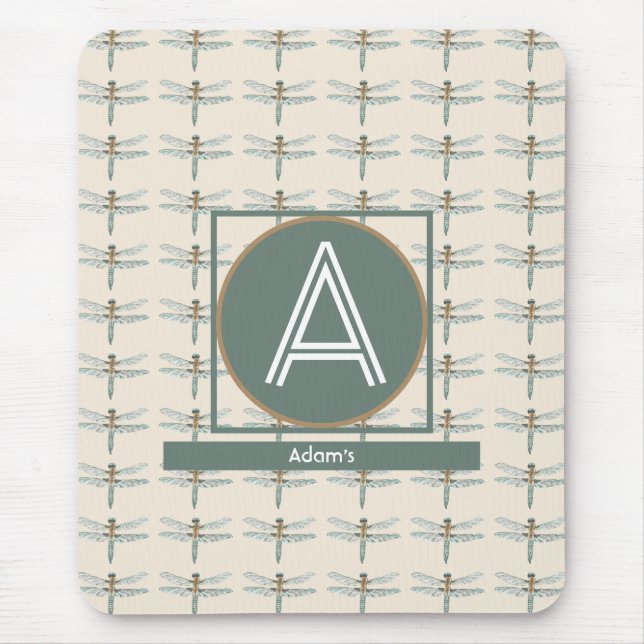 CUSTOM BEIGE TRENDY DRAGONFLY MOUSE PAD (Front)
