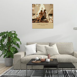 Custom Beige wedding date Stretched Canvas Print