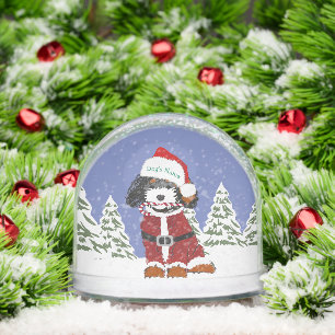 Custom Bernedoodle Santa Dog Snowglobe