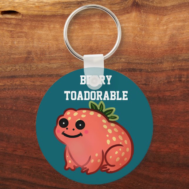 Custom Berry Toadorable Strawberry Frog  Keychain (Front)