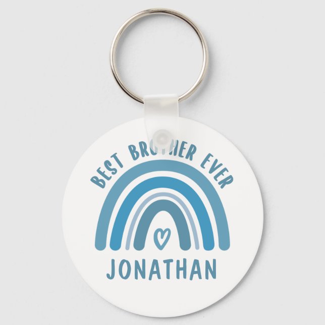 Custom Best Brother Ever Rainbow Brother Gifts Keychain (Front)
