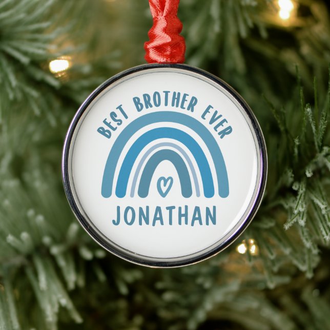 Custom Best Brother Ever Rainbow Brother Gifts Metal Ornament (Tree)