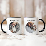 Custom Best Cat Dad Pet Photo Mug<br><div class="desc">Show some love for the "Best Cat Dad" with this fun custom coffee mug gift! Our mug features 2 favourite pet photos with modern black text on the front and back that you can personalize. Create your own by simply adding your picture(s) to the two round placeholder images. Then type...</div>