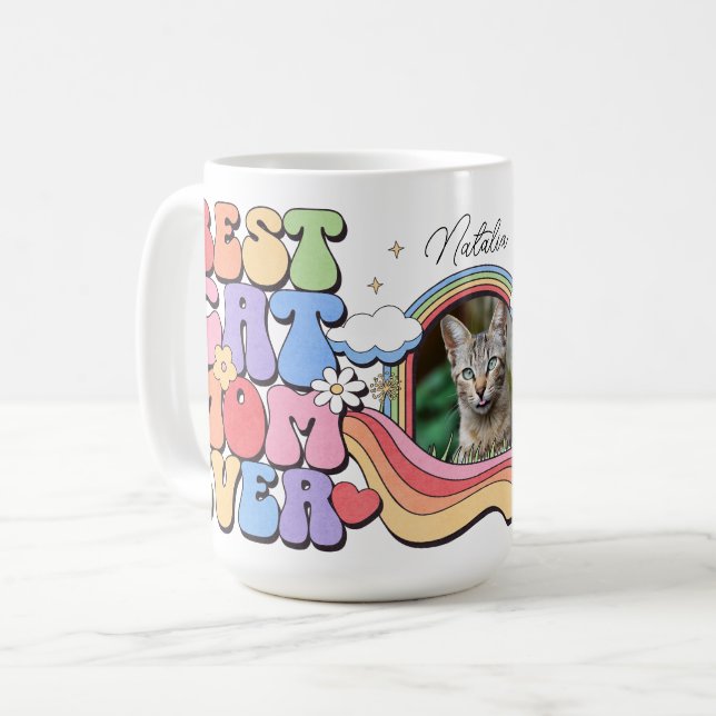 Custom Best Cat Mom Ever Personalized Coffee Mug (Front Left)