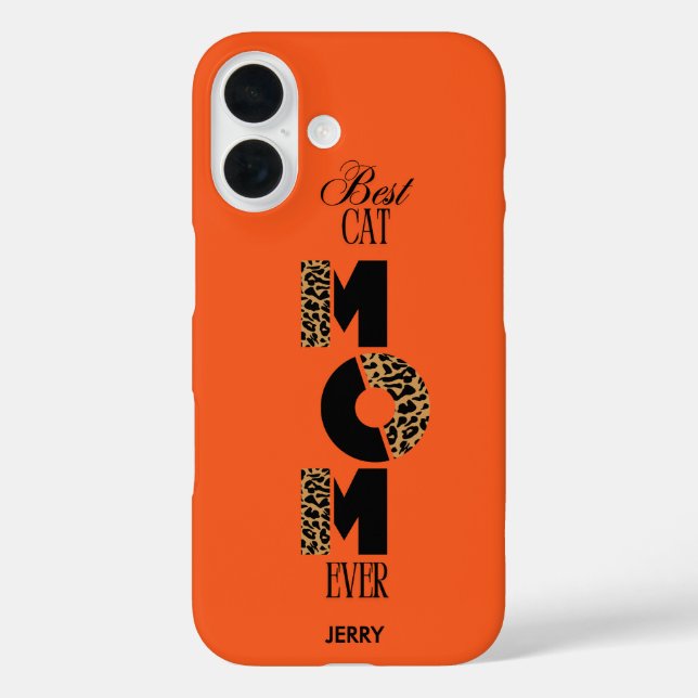 Custom Best Cat Mom Leopard Print Case-Mate iPhone Case (Back)