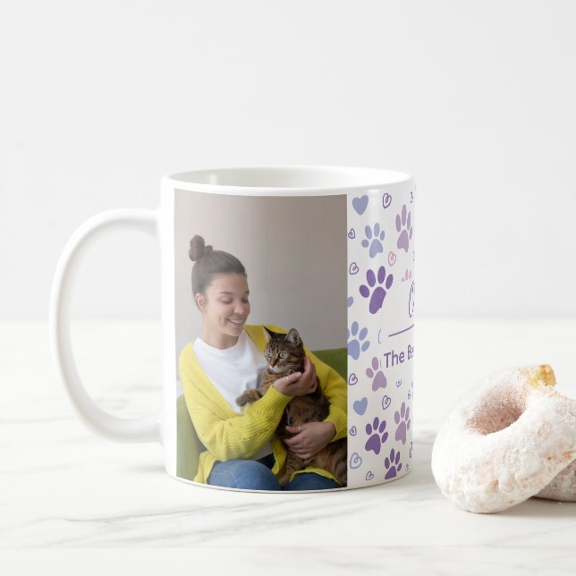 Custom Best Cat Mom Photo Mug  (With Donut)