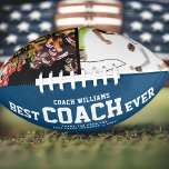 Custom BEST COACH EVER Cool Thank You 2 Photos Football<br><div class="desc">Perfect for the coolest coach: A modern BEST COACH EVER customized photo collage football with your favourite 2 pictures of the season, his name, and a custom message from you or the team as well as the year. Great teacher appreciation gift, and very nice THANK YOU or an awesome surprise...</div>