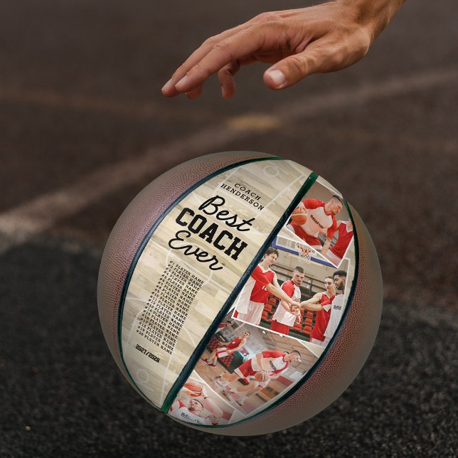 Custom Best Coach Ever Photo Keepsake Basketball (Creator Uploaded)