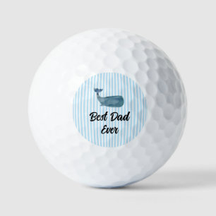 Custom Best Dad Beach Whale Nautical Stripe Golf Balls