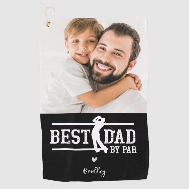 Custom Best Dad by Par Photo Golf Towel (Front)