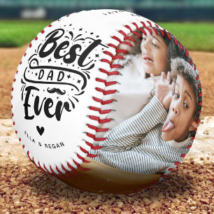 Custom Best Dad Ever 2 Photo Keepsake Baseball