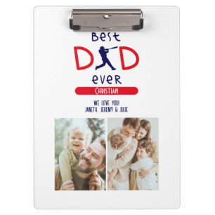 Custom Best Dad Ever Baseball Photo Fathers Day Clipboard