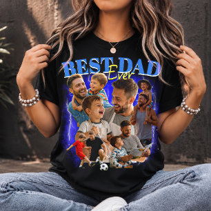 Custom Best Dad Ever Bootleg Style Dad Collage T-Shirt