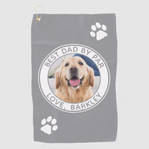 Custom Best Dad Ever By Par Grey Dog Photo Golf Towel