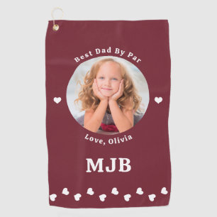 Custom Best Dad Ever By Par Red Photo Golf Towel